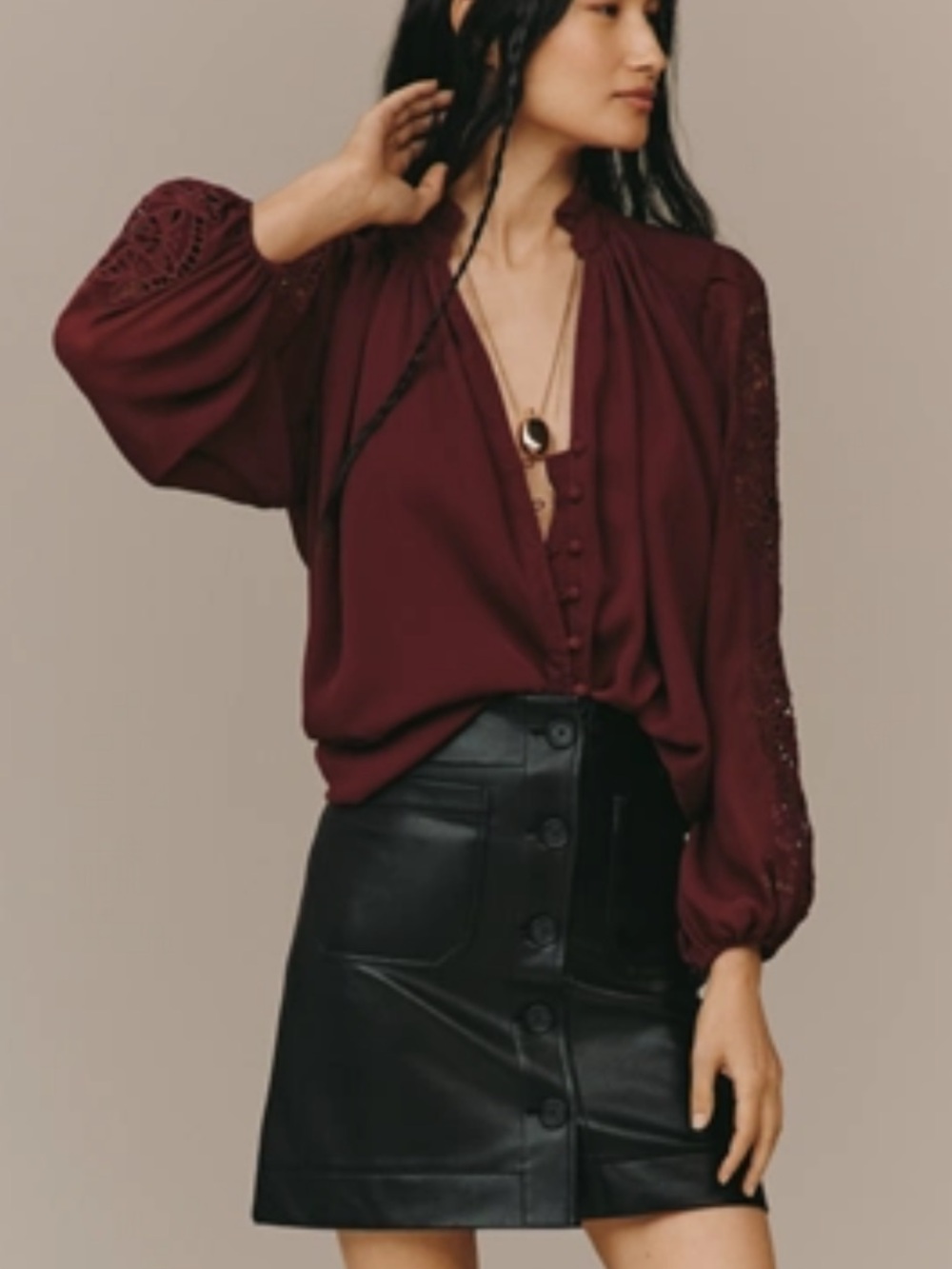 Maeve Colette Faux Leather Mini Skirt, Black